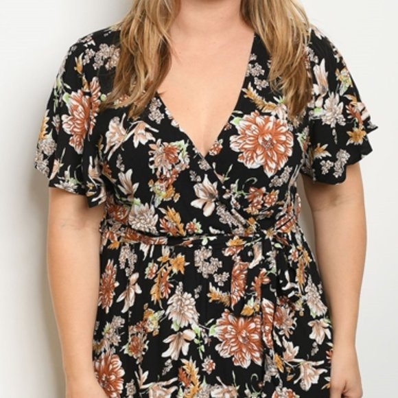 BLACK & FLORAL PRINT DRESS - Picture 2 of 6